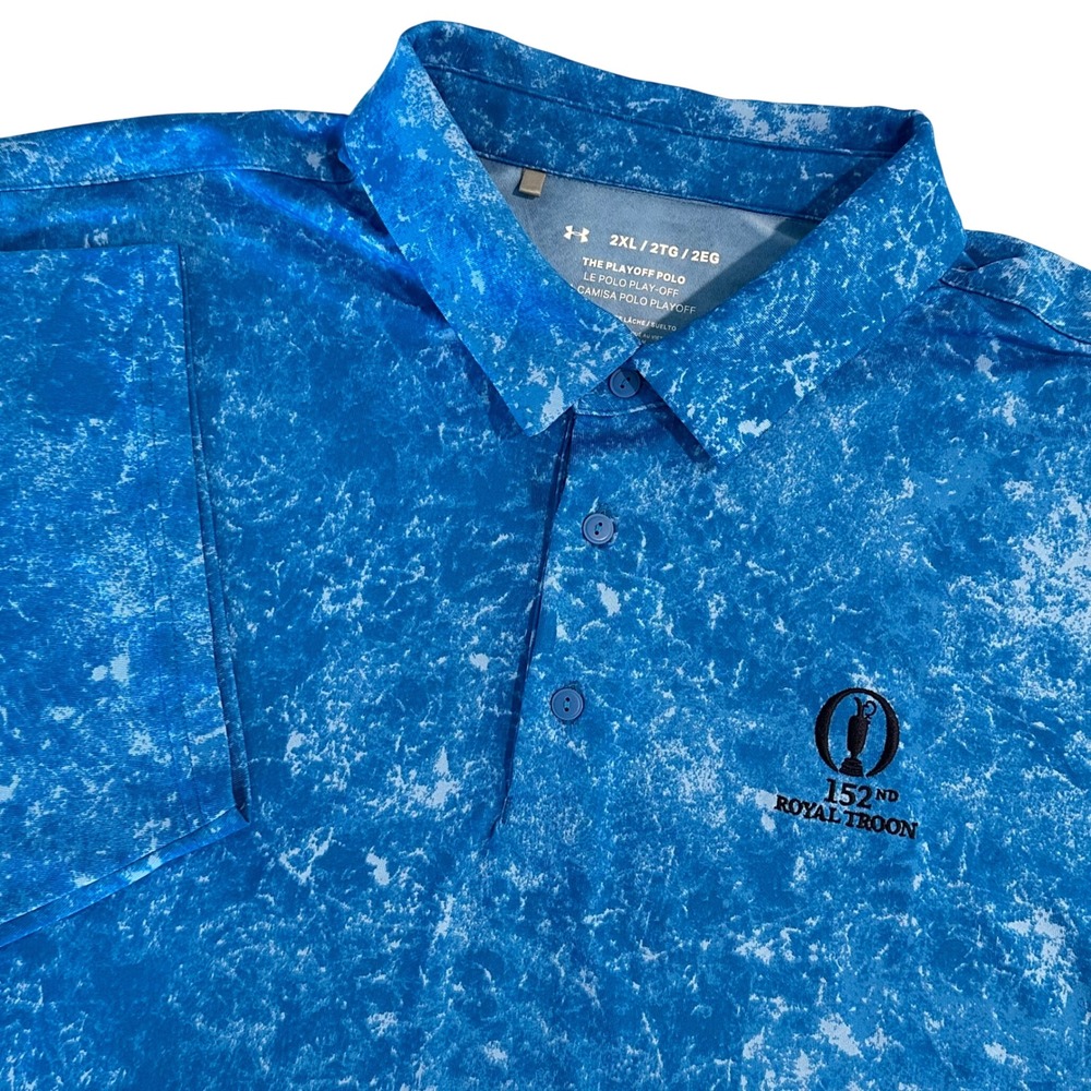 Under Armour Mens 2XL 152nd Open Royal Troon Playoff Polo Blue Golf Shirt
